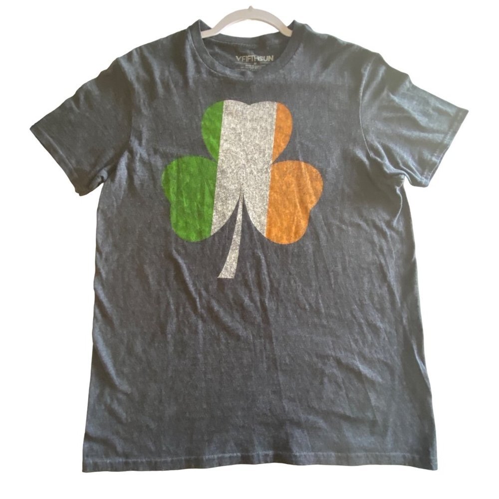 Fifth Sun St. Patrick's Day Irish Flag Clover Size Medium Graphic Tee Shirt